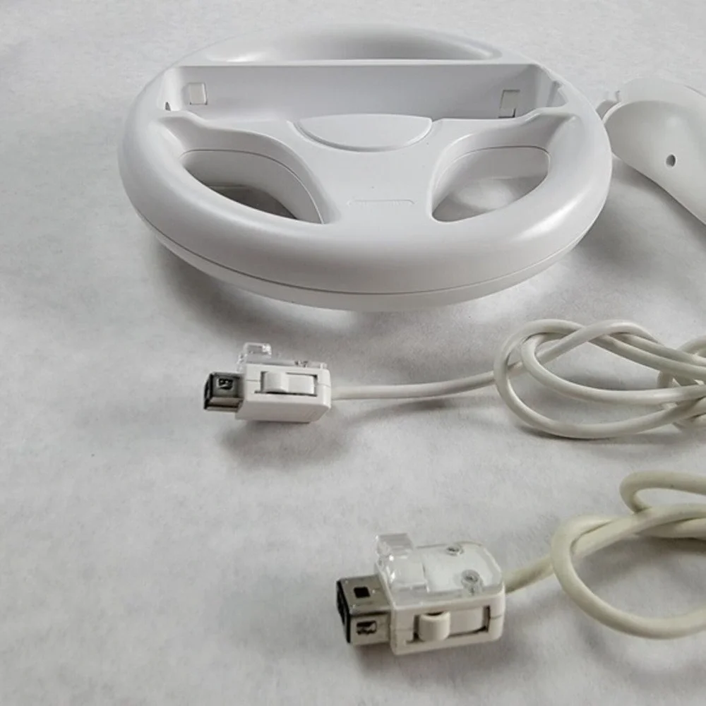 OEM Nintendo Wii Wheel &‎ 2 Nunchuck Controllers Bundle Tested Works Mario Kart